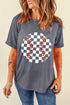 Vintage Inspired Checkered Baseball Print Graphic Tee