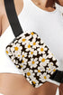 Vintage Inspired Daisy Print Nylon Adjustable Crossbody Bag