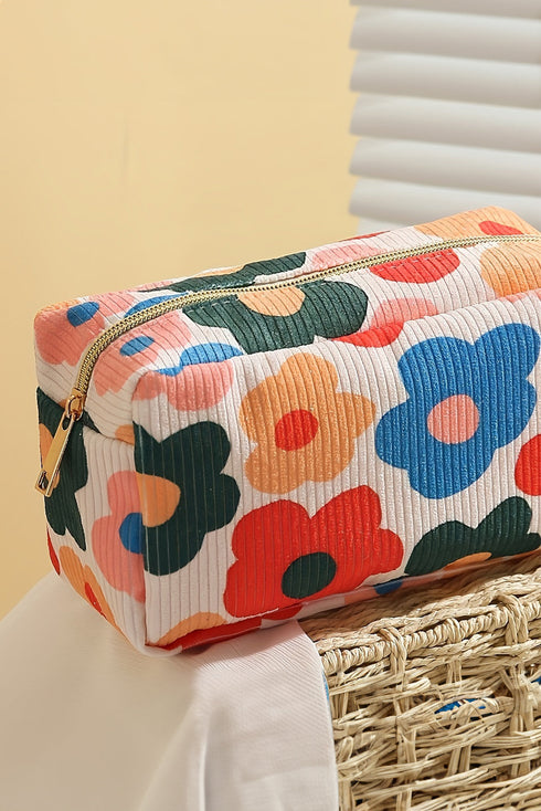 Vintage Inspired Floral Print Boxy Cosmetic Bag