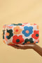 Vintage Inspired Floral Print Boxy Cosmetic Bag