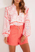 Vintage Inspired Floral Smocked Poet Collar Billowy Blouse