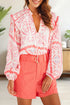 Vintage Inspired Floral Smocked Poet Collar Billowy Blouse