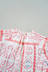 Vintage Inspired Floral Smocked Poet Collar Billowy Blouse
