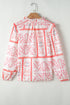 Vintage Inspired Floral Smocked Poet Collar Billowy Blouse