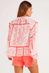Vintage Inspired Floral Smocked Poet Collar Billowy Blouse