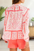 Vintage Inspired Floral Smocked Poet Collar Billowy Blouse