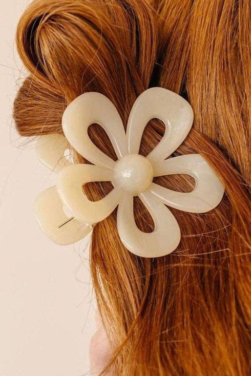 Vintage Inspired Flower Shape Resin Hair Claw Clip