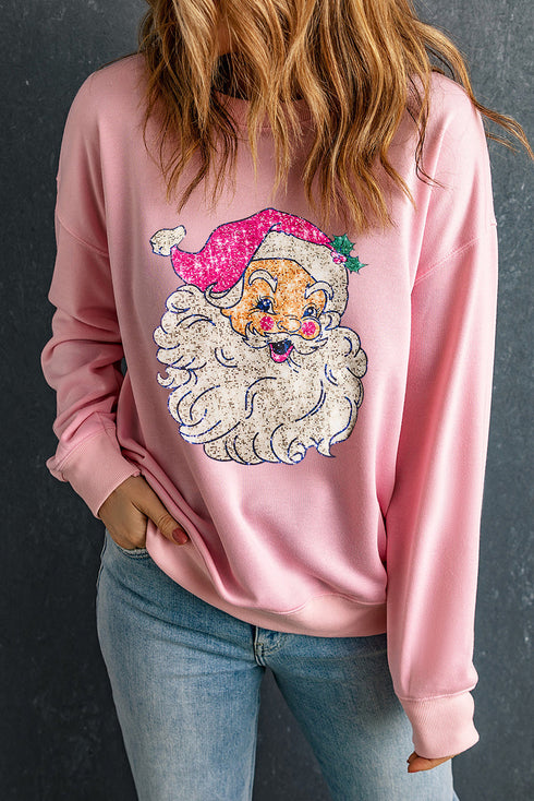 Vintage Inspired Glitter Graphic Crew Neck Sweatshirt
