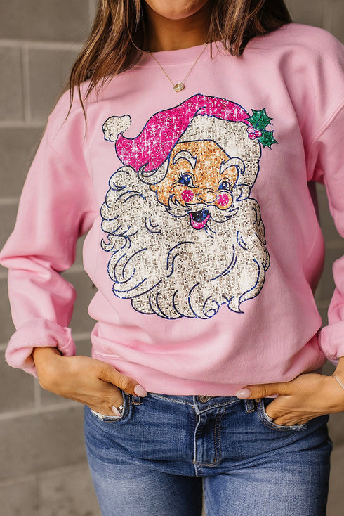 Vintage Inspired Glitter Graphic Crew Neck Sweatshirt