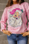 Vintage Inspired Glitter Graphic Crew Neck Sweatshirt