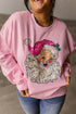Vintage Inspired Glitter Graphic Crew Neck Sweatshirt