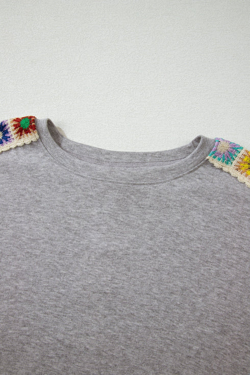 Vintage Inspired Granny Square Crochet Accent Tee