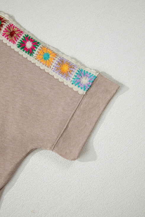 Vintage Inspired Granny Square Crochet Accent Tee