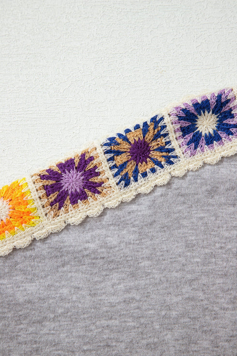 Vintage Inspired Granny Square Crochet Accent Tee