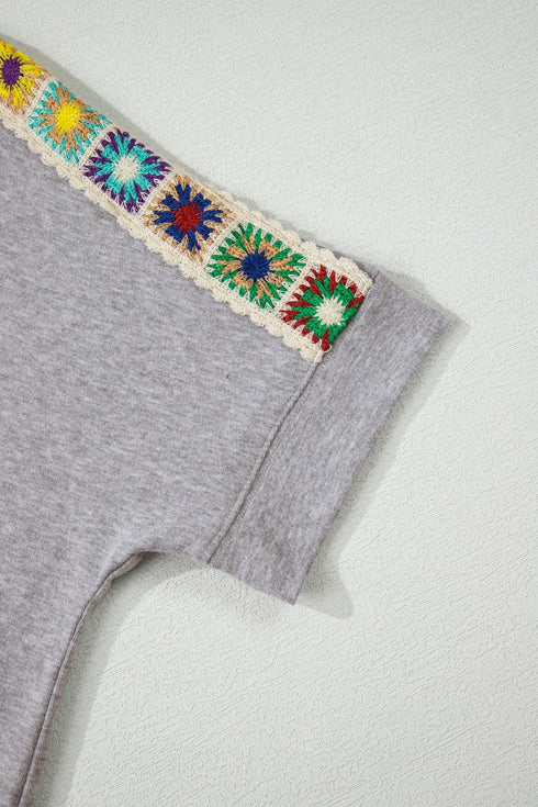 Vintage Inspired Granny Square Crochet Accent Tee