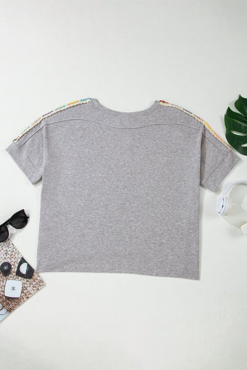 Vintage Inspired Granny Square Crochet Accent Tee