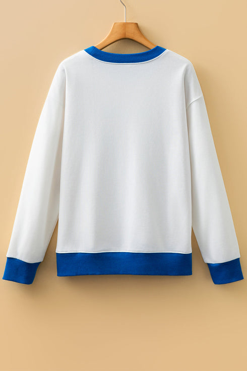 Vintage Inspired Graphic Contrast Trim Pullover Sweatshirt
