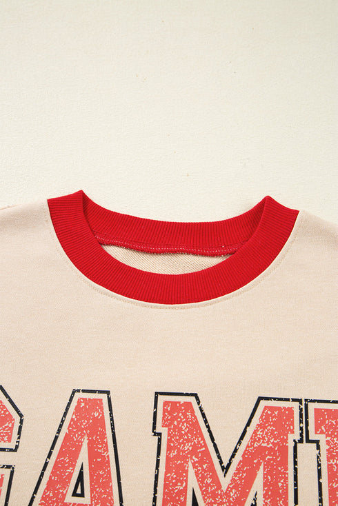 Vintage Inspired Graphic Contrast Trim Pullover Sweatshirt