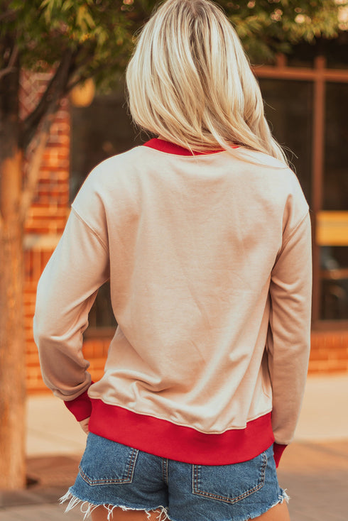 Vintage Inspired Graphic Contrast Trim Pullover Sweatshirt