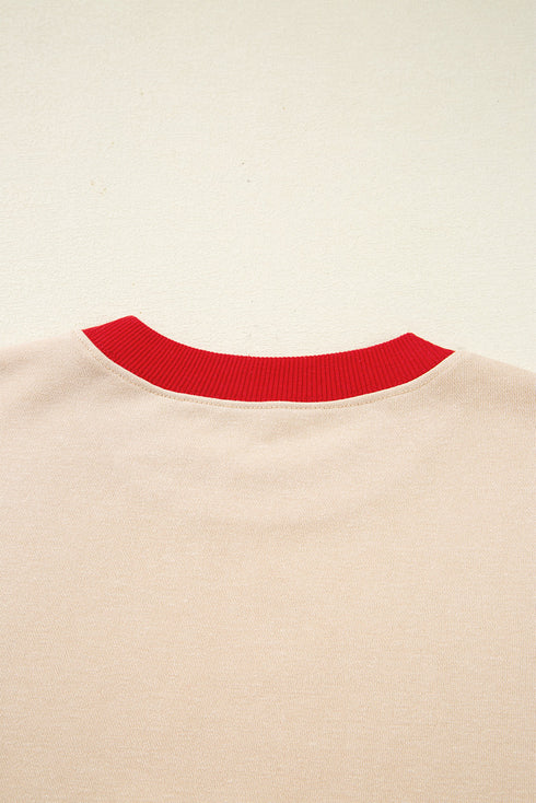 Vintage Inspired Graphic Contrast Trim Pullover Sweatshirt