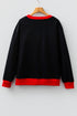 Vintage Inspired Graphic Contrast Trim Pullover Sweatshirt