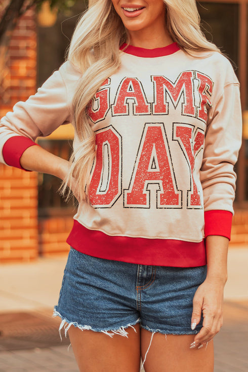 Vintage Inspired Graphic Contrast Trim Pullover Sweatshirt
