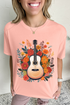 Vintage Inspired Guitar And Floral Graphic Print Loose Tee