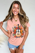 Vintage Inspired Guitar And Floral Graphic Print Loose Tee