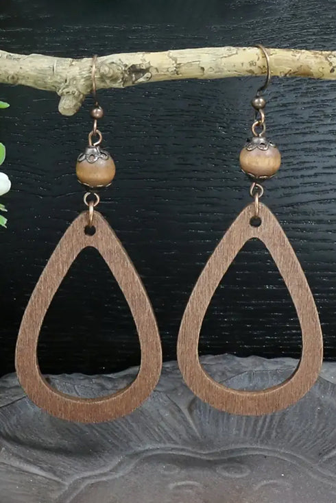 Vintage Inspired Hollowed Waterdrop Composite Hook Earrings