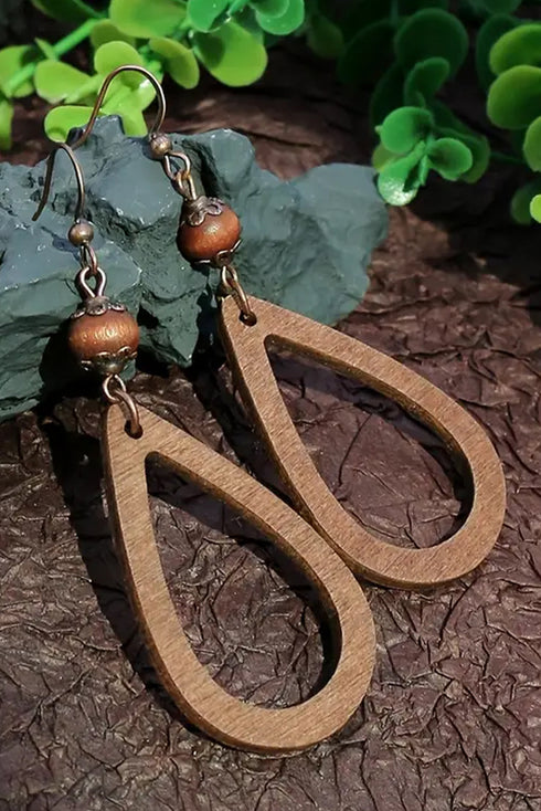 Vintage Inspired Hollowed Waterdrop Composite Hook Earrings