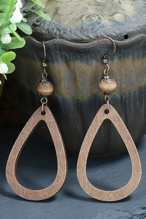 Vintage Inspired Hollowed Waterdrop Composite Hook Earrings