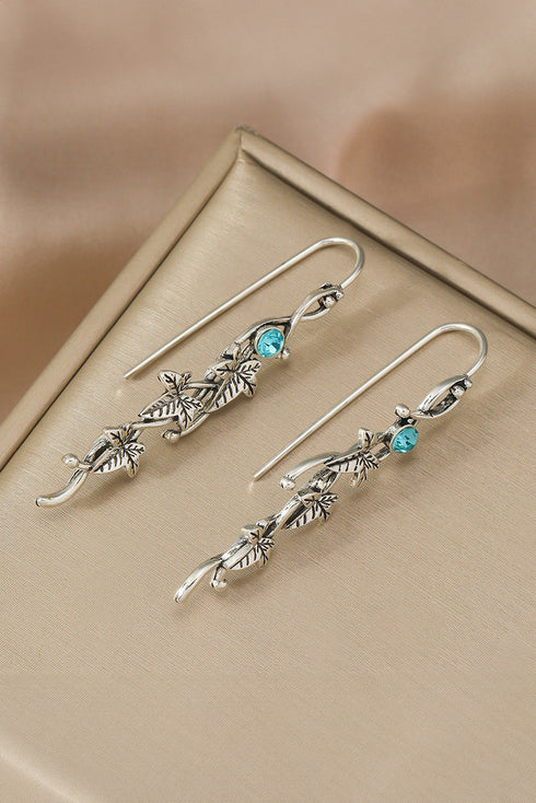 Vintage Inspired Ivy Leaf Rhinestone Statement Dangle Earrings