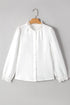 Vintage Inspired Lace Trim Ruffle Neck Button Down Blouse