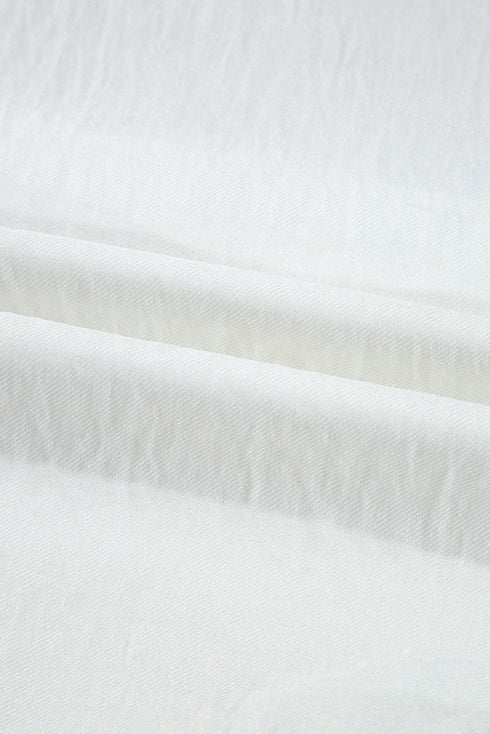 Vintage Inspired Lace Trim Ruffle Neck Button Down Blouse