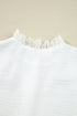 Vintage Inspired Lace Trim Ruffle Neck Button Down Blouse