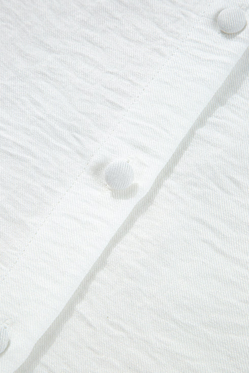 Vintage Inspired Lace Trim Ruffle Neck Button Down Blouse