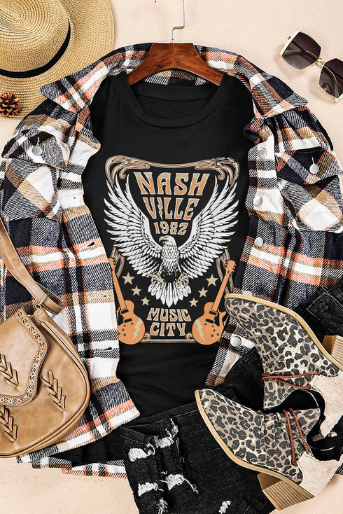 Vintage Inspired Nashville Eagle Graphic Short Sleeve Tee