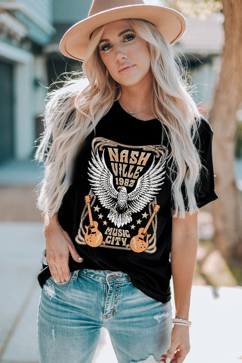 Vintage Inspired Nashville Eagle Graphic Short Sleeve Tee