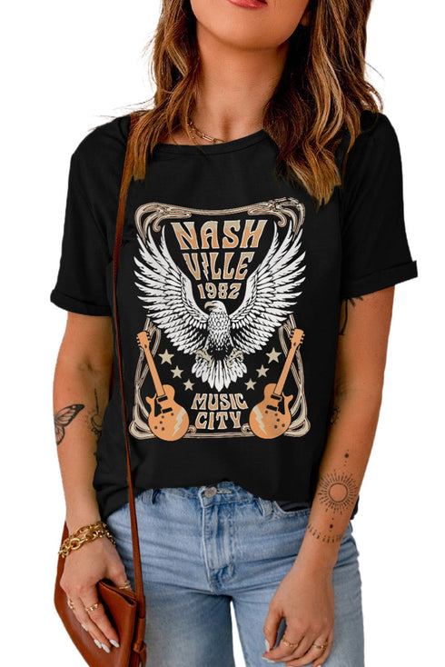 Vintage Inspired Nashville Eagle Graphic Short Sleeve Tee