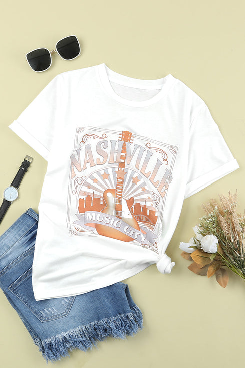 Vintage Inspired Nashville Music City Graphic Tee