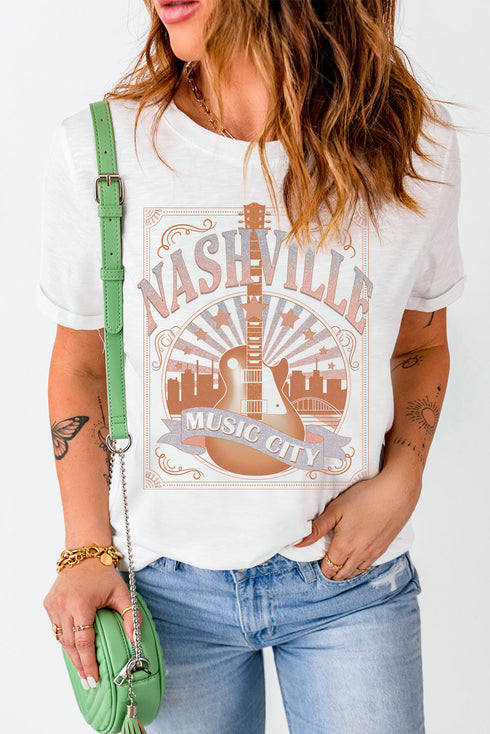 Vintage Inspired Nashville Music City Graphic Tee