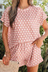 Vintage Inspired Polka Dot Print Two Piece Short Set