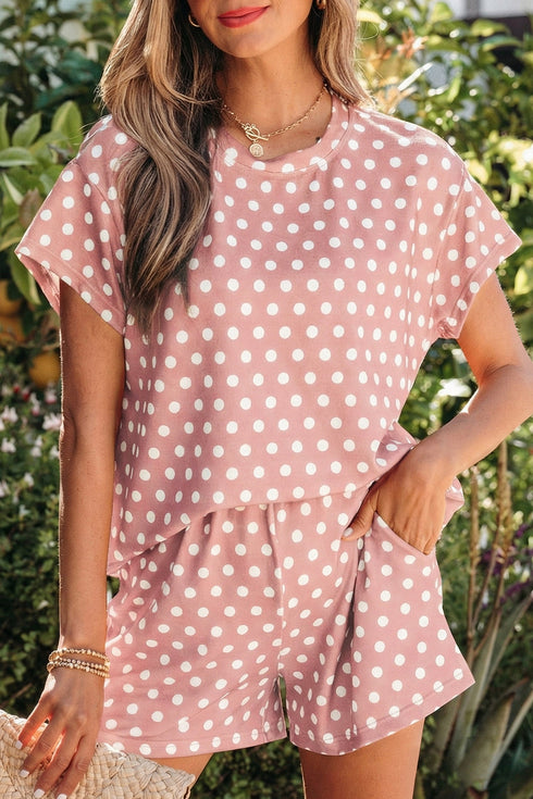Vintage Inspired Polka Dot Print Two Piece Short Set