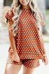 Vintage Inspired Polka Dot Print Two Piece Short Set