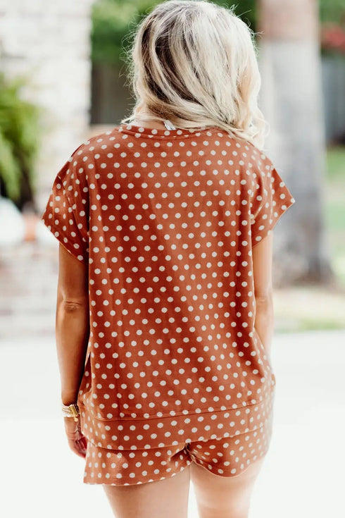 Vintage Inspired Polka Dot Print Two Piece Short Set