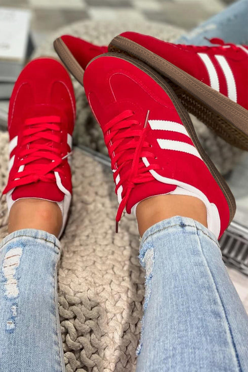 Vintage Inspired Striped Patchwork Lace Up Flat Shoes