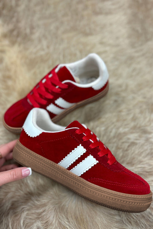 Vintage Inspired Striped Patchwork Lace Up Flat Shoes