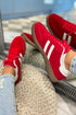 Vintage Inspired Striped Patchwork Lace Up Flat Shoes