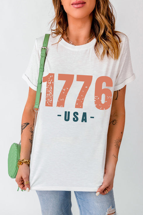 Vintage Inspired USA Graphic Print Short Sleeve Tee