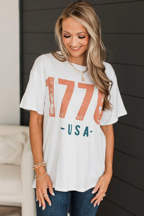 Vintage Inspired USA Graphic Print Short Sleeve Tee